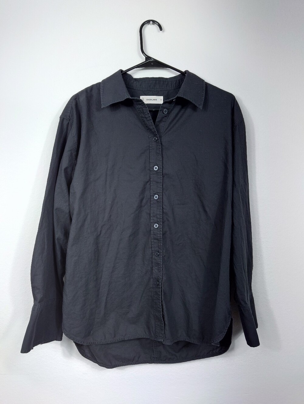 Everlane Black Supima Cotton Relaxed Button Down Shirt Size M